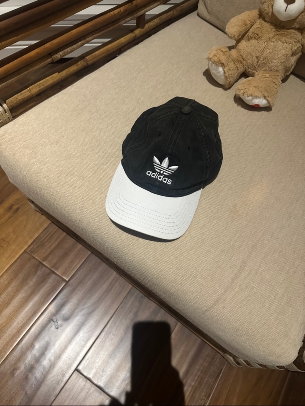 adidas Black and White Trefoil Cap with Curved Brim